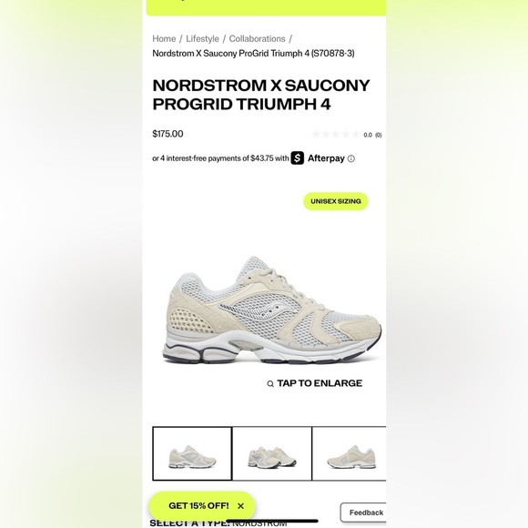 NORDSTROM X SAUCONY
PROGRID TRIUMPH 4 Men’s size 7.5. Beige suede and white. - Picture 15 of 15